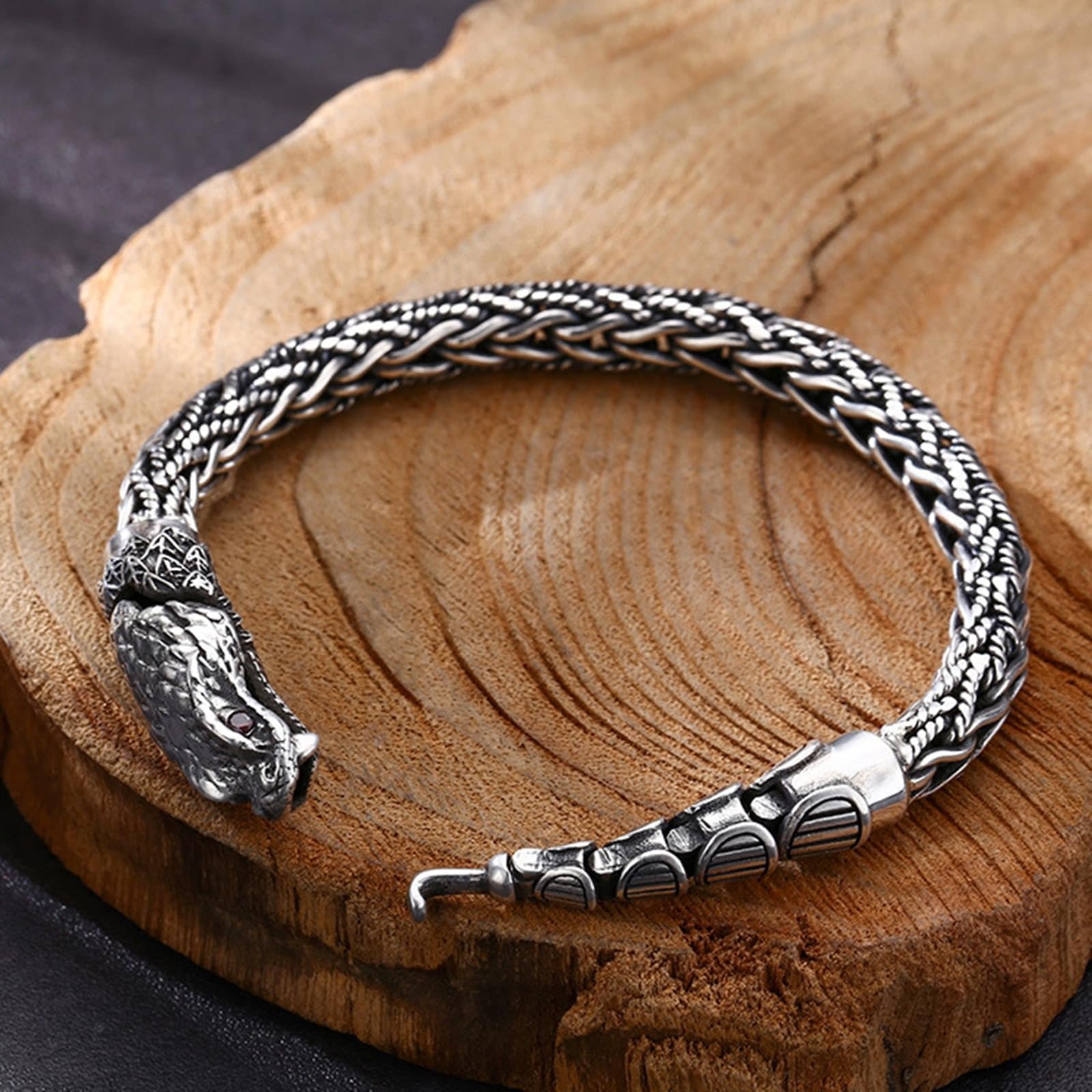Epinki Armband Sterling Silber S925 Herren Schlange Welle Kette Armreifen