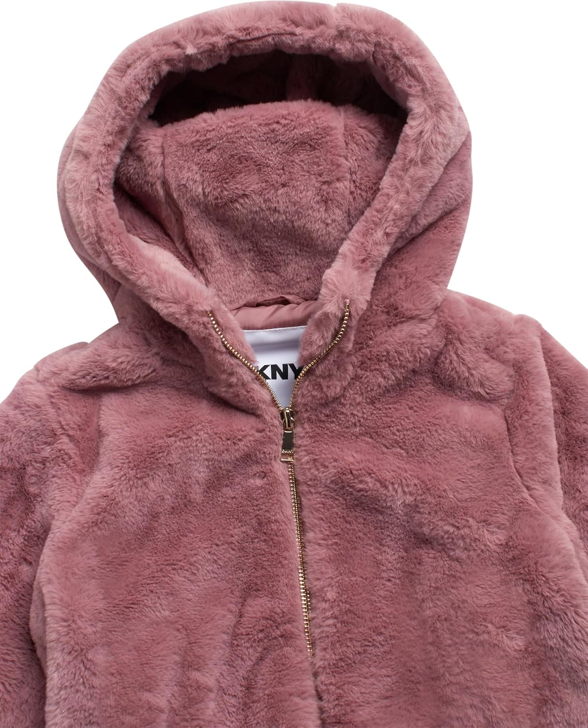 DKNY Girls Fleece Jacket - Lightweight Soft Faux Fur Sherpa Plush Zip Up Winter Coat - Hooded Fleece Bomber Jacket for Girls - Image 4