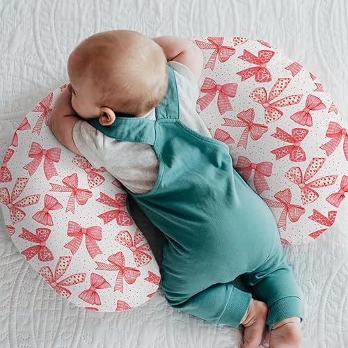 Miniatura 2 de Fundas de almohada de lactancia con lazos rojos para niñas con lazos de pelo rojo, rayas de leopardo, fundas de lactancia para almohadas de