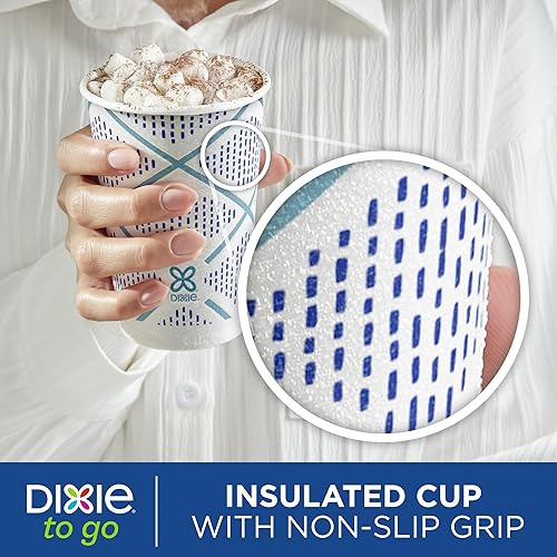 Miniatura 5 de Dixie To Go - Tazas de café de papel, 12 onzas, 132 unidades, vasos de papel aislantes desechables para bebidas calientes o frías para llevar