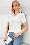 Arach&Cloz Women's 2026 Trendy Short Sleeve Sweaters Wool Blend V Neck Pullover Tops Business Casual Outfits