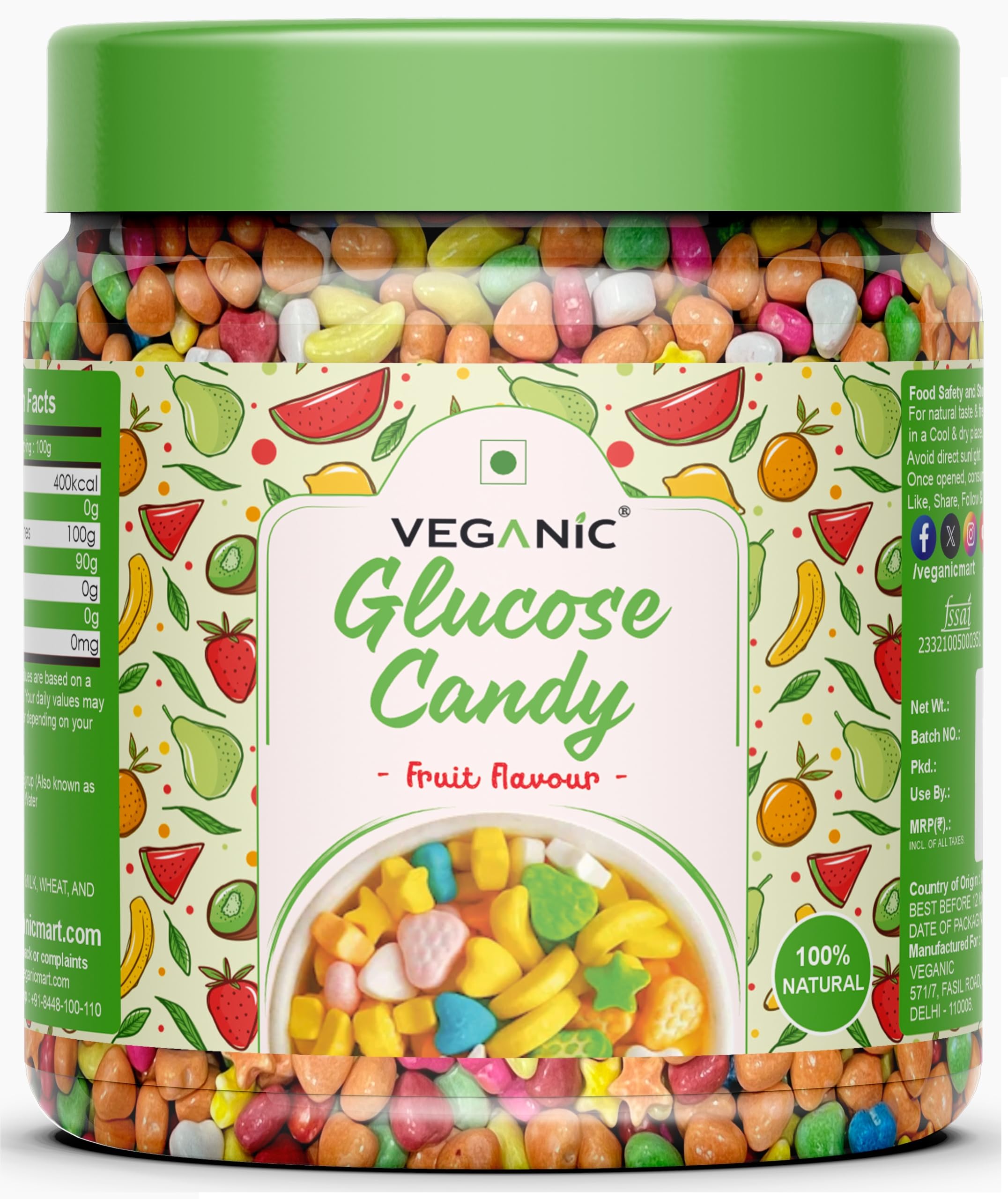 Veganic Glucose Candy | Assorted Fruits-Flavored Bright Colorful Hard Candies | Mixed Flavored Colourful Star Moon Shaped Mix Runts (100 GMs)-picture-28