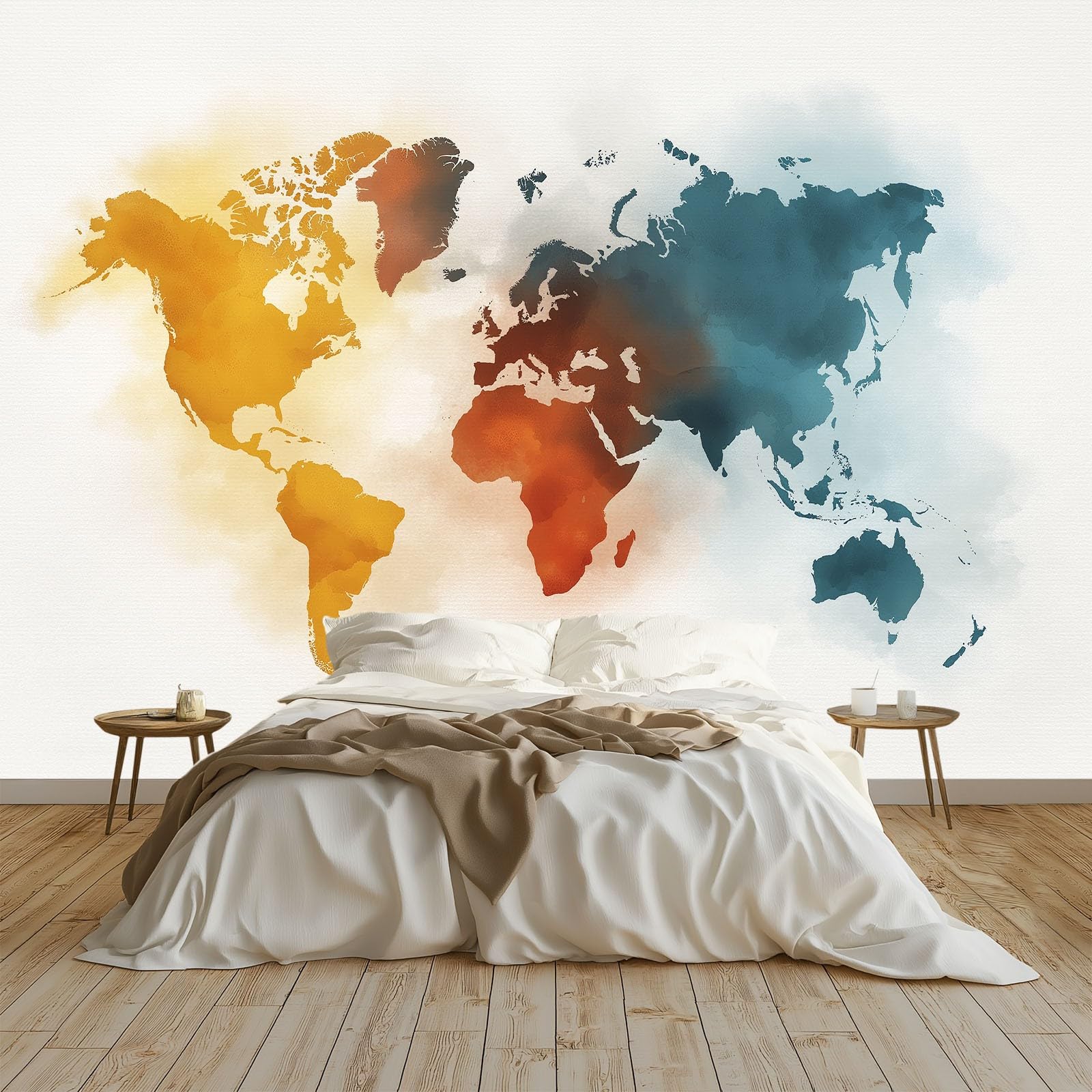 Tapeta vintage mapa świata zdjęcie mural 200 szer. x 140 cm wys. cm, styl akwarela włóknina sztuka ścienna plakat obraz projekt - fototapeta dekoracyjna tapeta do salonu sypialni pokoju dziecięcego