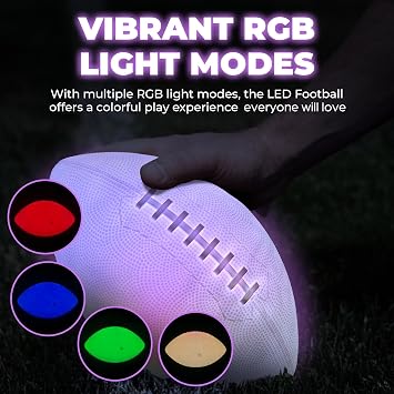 SKYLAR Glow in the Dark Football with LED Lights, Rechargeable Light Up Football with USB-C Charging and Pump, Bright Impact Activated Outdoor Football for Night Games Beach Camping