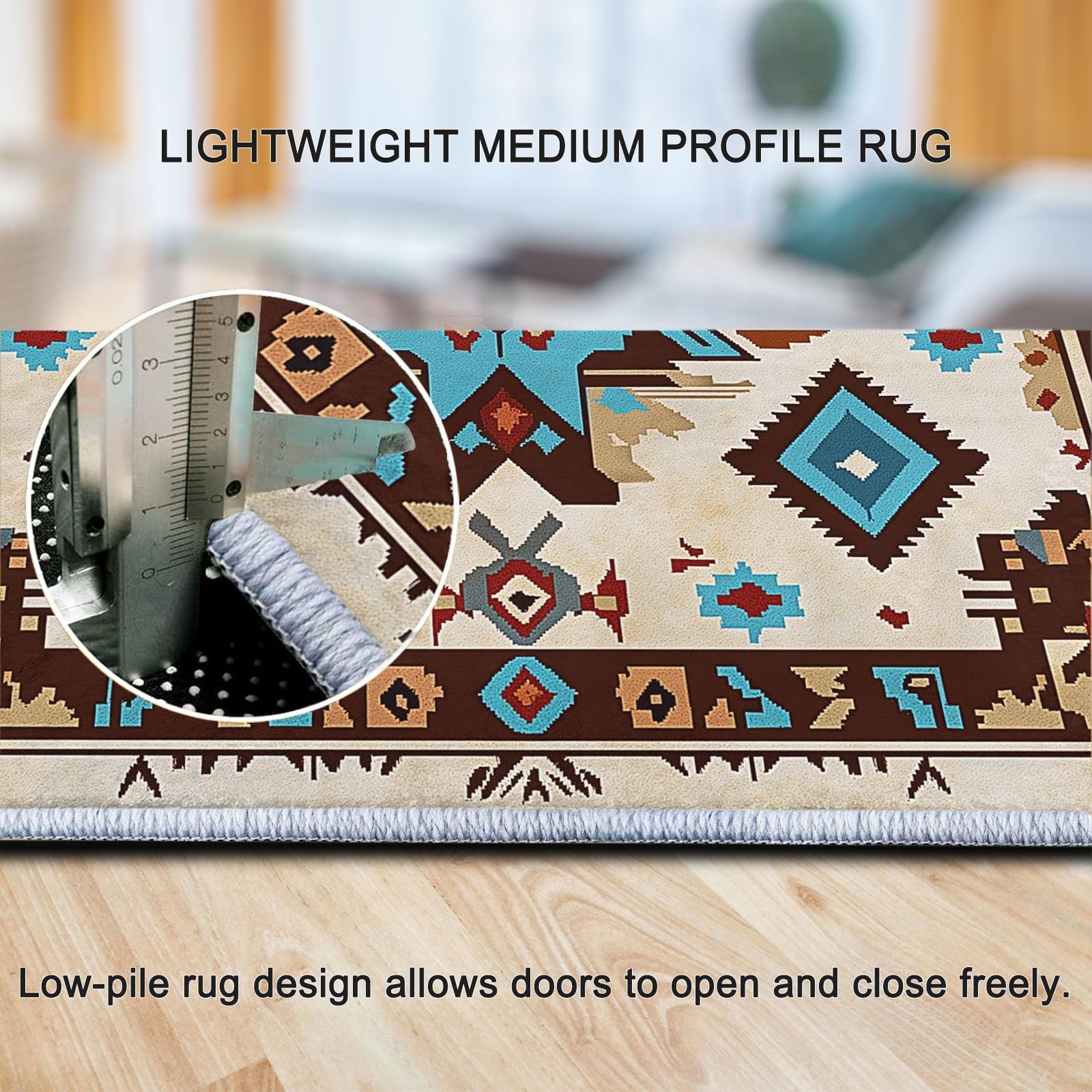 Tappeto Salotto Moderno Design azteco Flanella Tappeti Camera da Letto rug Cucina Antiscivolo Lavabile per Tavolino da Salotto,Bagno,Bambini Cameretta 140 x 200 cm, Multicolore