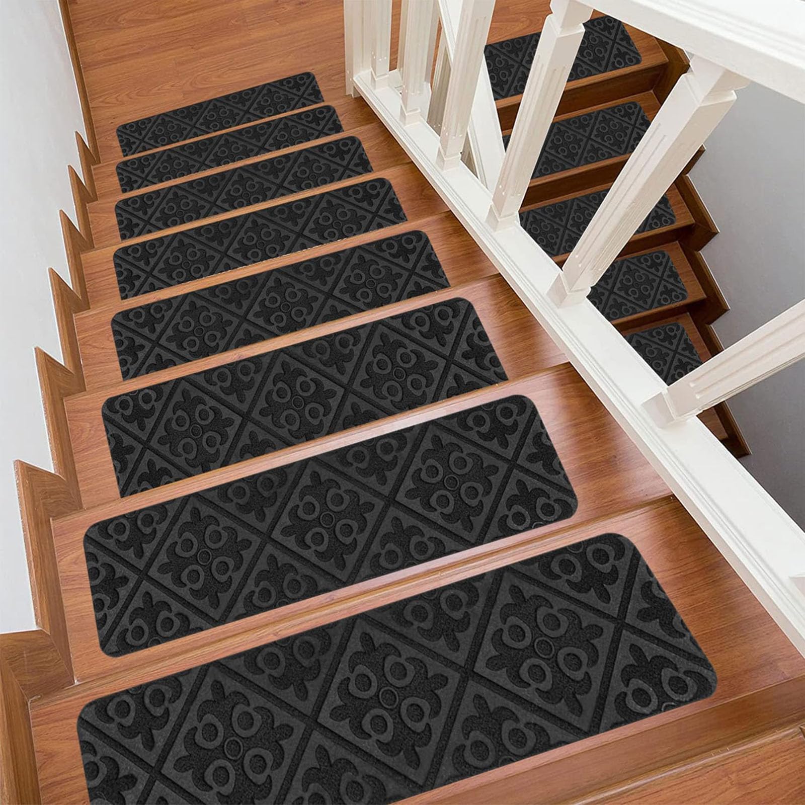Treppenstufenmatte, 15 Selbstklebende Teppichläufer-Pads, weiche Treppenstufenmatte, für Innentreppendekoration, Rutschfester Treppenstufenteppich,005,20 * 76