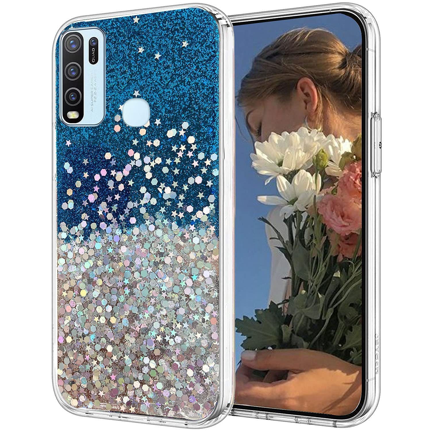 KC Back Cover for Vivo Y30 & Vivo Y50, Dry Fixed Glitter Bling Ultra Thin TPU Sparkle Stars Epoxy Silicone Girls Women Case (Blue) (B09YLWW34R) Amazon Price History, Amazon Price Tracker