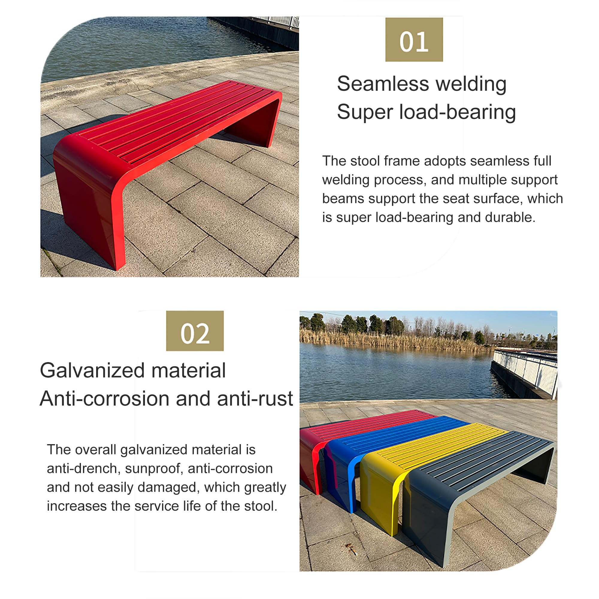 Gar BenchTwoPerson - Sedia a sedere da esterno resistente alle intemperie per patio, spiaggia, balneazione, piscina, blu, 150 x 40 cm, perfetta per rilassarsi all'aperto