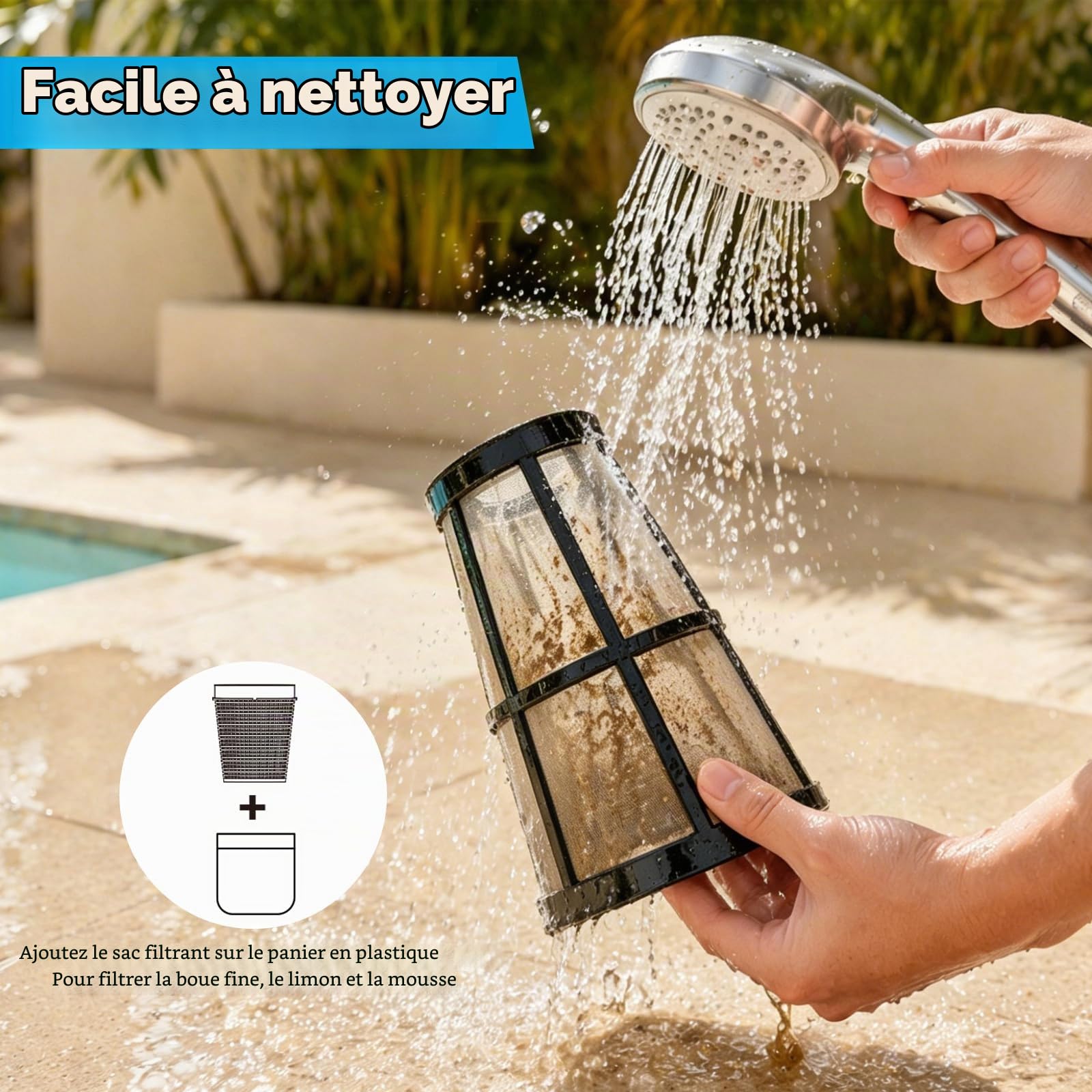 Aspirateur Piscine sans Fil Balai Aspirateur Piscine 120 L/Min Nettoyeur Électrique Rechargeable avec Manche Télescopique pour Nettoyage des Marches, Spa et Piscines Hors-Sol