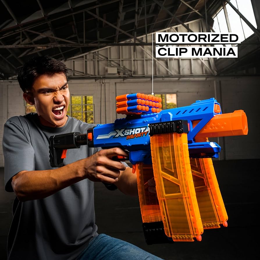 Amazon.com: XSHOT Insanity Motorized Clip Mania Dart Blaster with