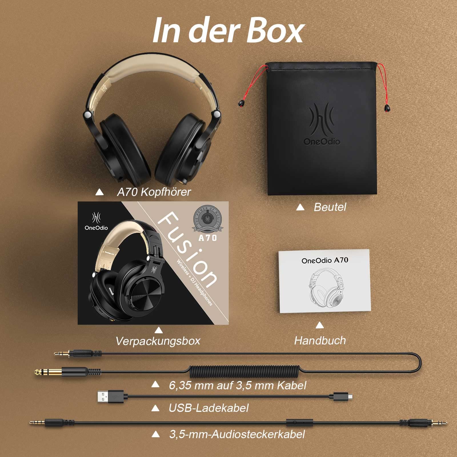 OneOdio Casque audio Bluetooth Over Ear, casque de studio fermé avec port Share, casque professionnel avec et sans fil pour guitare, E-Drum, Piano, AMP, Enregistrement et surveillance