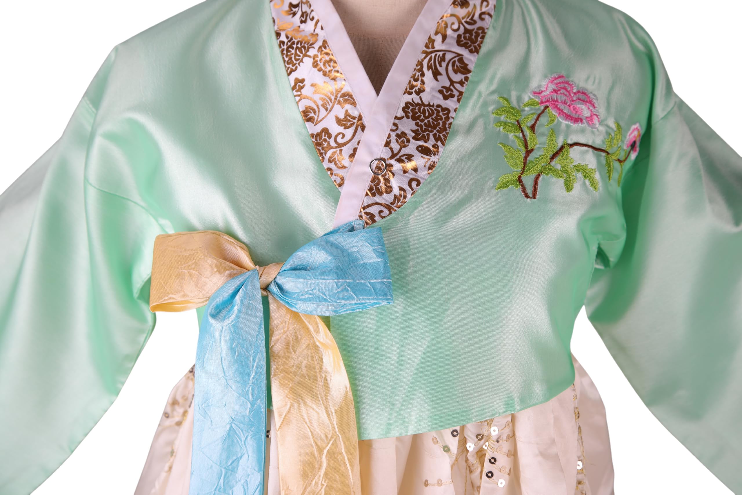 Hanbok tradicional coreano para mujer, vestido de manga larga con bordados florales