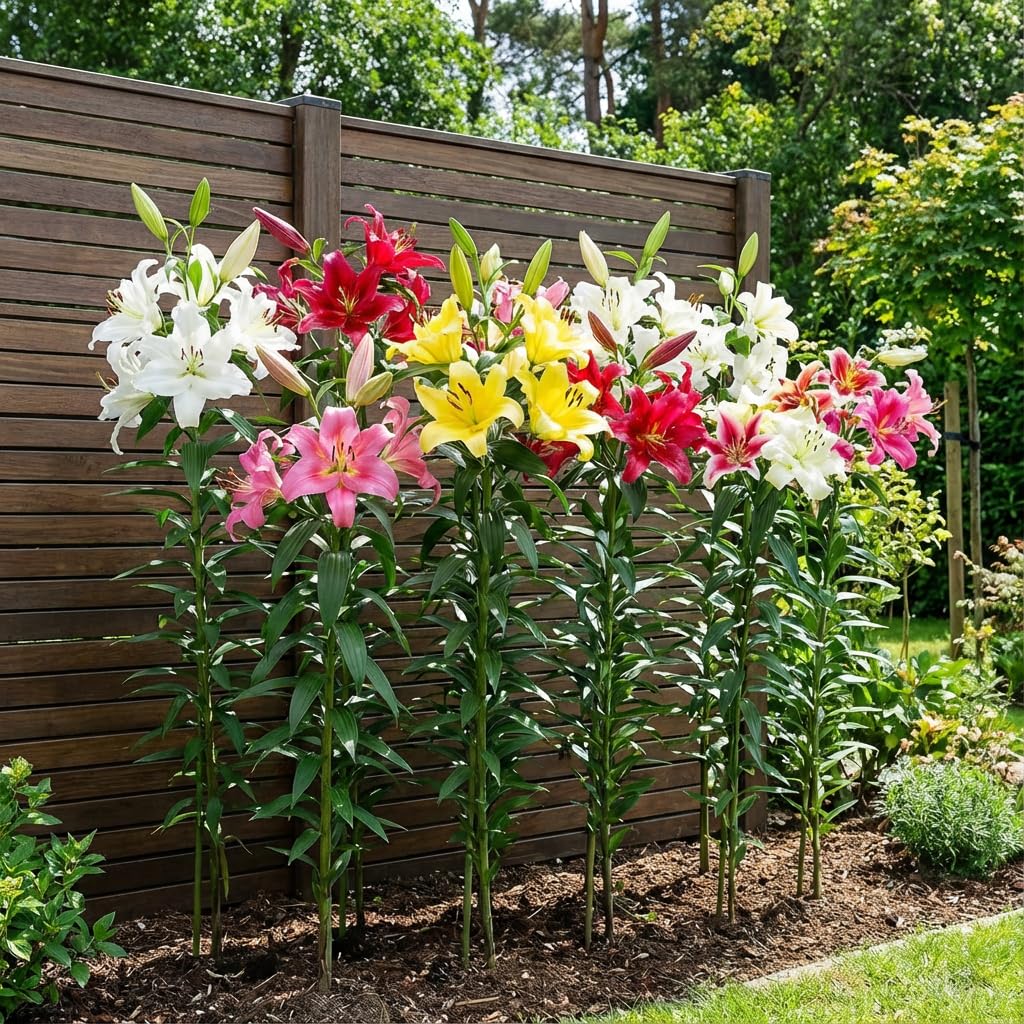Kolekcja drzew cebulowych Giant Lily, opakowanie 15 cebul w 5 odmianach i kolorach, mieszanka kwiatowych z Holandii do sadzenia w ogrodzie (duże bulwy, bez nasion, nie sztuczne) | W 5 rodzajach i kolorach, odporne cebulki kwiatów mieszanka do sadzenia w o