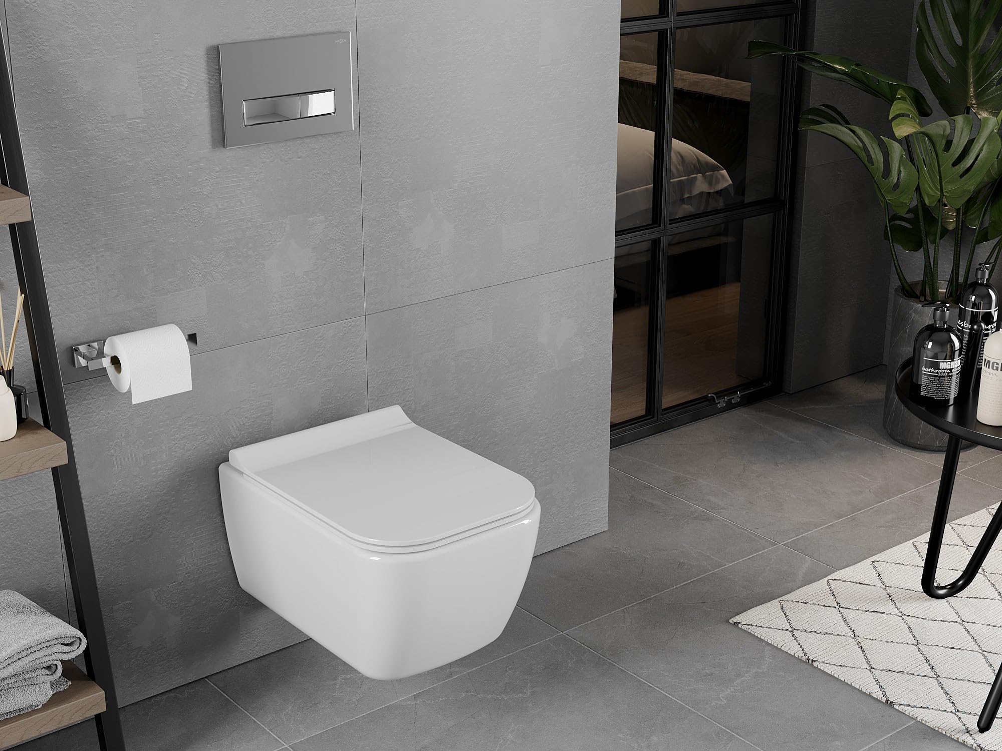 Mexen Elis Rimless WC con sedile Slim Softclose in Duroplast bianco lucido