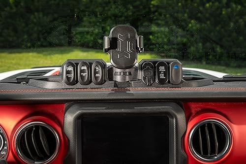 Miniatura 1 de RealTruck Rugged Ridge  Soporte de teléfono de montaje múltiple para tablero con cápsulas de interruptor  13551.39  Compatible con Jeep Wrangler JL