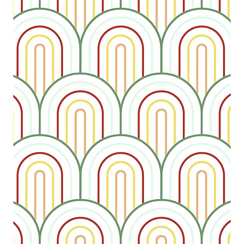 CiCiwind Colorful Wallpaper Peel and Stick Wall Paper Geometric Arch Contact Paper Self Adhesive Removable Boho Rainbow Decoral for Bedroom Bathroom Cabinets 78.7"×16"