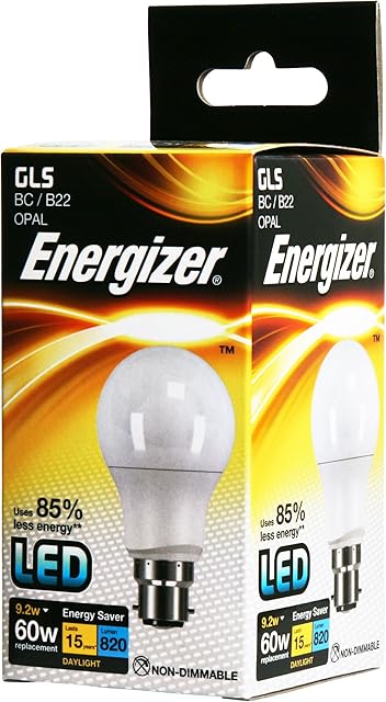 Energizer LED GLS Energy Saving Lightbulb, B22, 9.2 W, Daylight