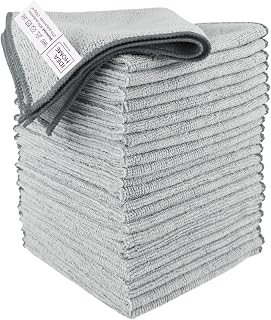 IDEA HOME Mikrofaser-Tuch Set 24 Stück 230 g/m² saugstark Reinigungstuch 30x30 cm AVR Putzlappen Grau