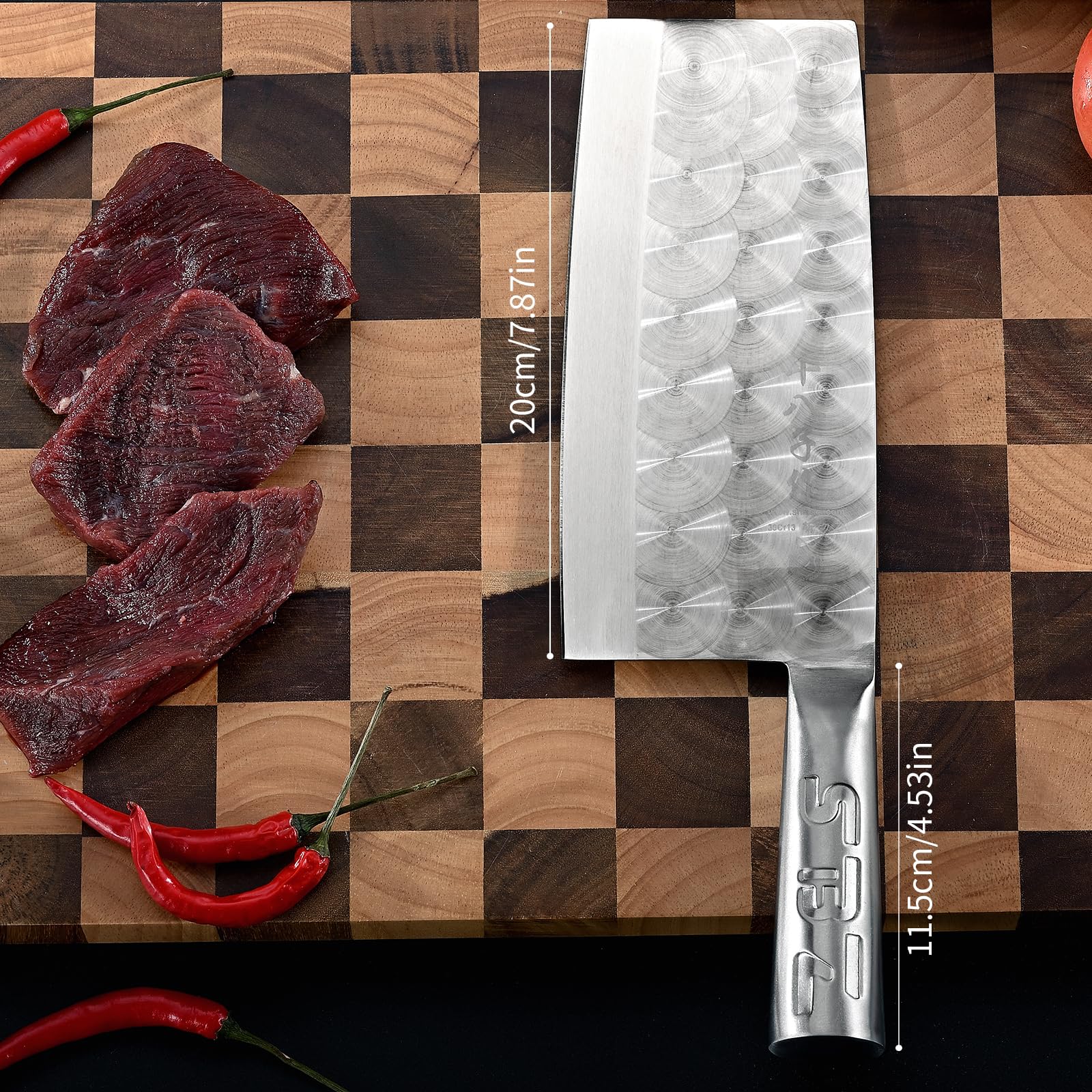 SHI BA ZI ZUO Mannaia da Macellaio,Coltello da Cucina Machete Professionale con Maniglia in Acciaio Inox Ergonomica
