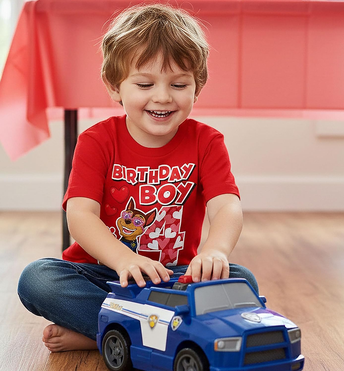 Chase 4th Birthday Shirt for Boys - Toddler Paw Patrol Party Outfit - T-Shirt Gift for 4 Year Old