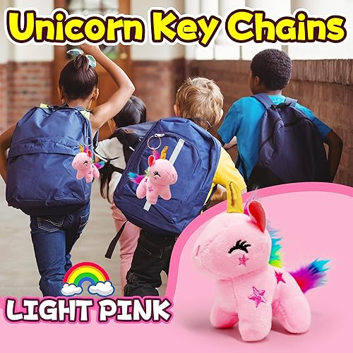 Miniatura 5 de Animales de peluche de unicornio rosa claro, peluches Kawaii para niñas y niños, suaves juguetes de unicornio mini de peluche para llaveros, juguete