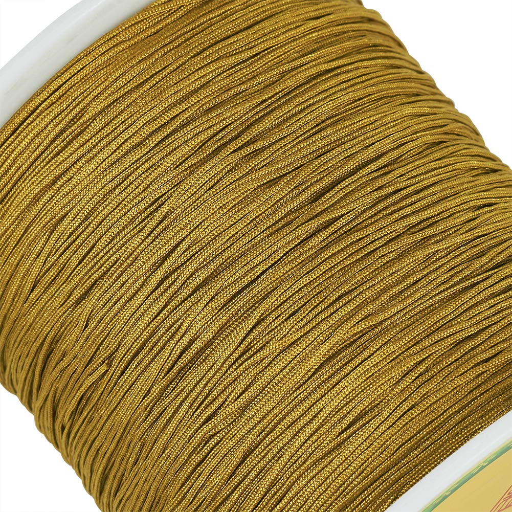 Cheriswelry - Filo di nylon intrecciato setoso cinese, ideale per perline, macramè, gioielli fai da te, 137 metri, 0,5 mm, giallo