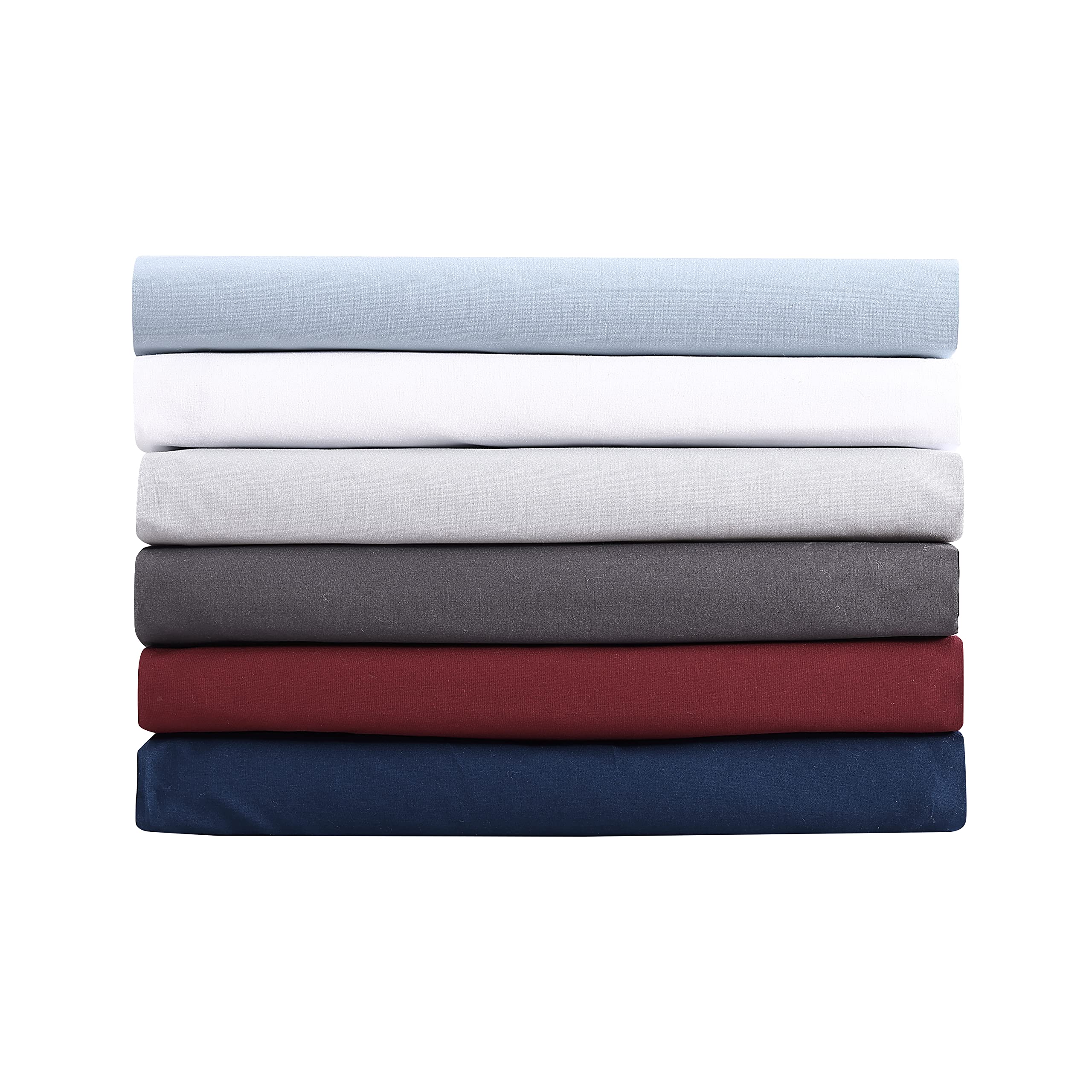 Nautica- Queen Sheet Set, Cotton Percale Bedding Set, Crisp & Cool, Lightweight & Breathable (Solid Dark Red, Queen)
