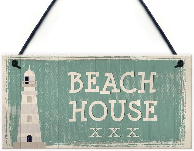 RED OCEAN Beach House Shabby Chic Bathroom Sign Vintage Nautical Plaque Beach Home Seaside GIFT Accessories
