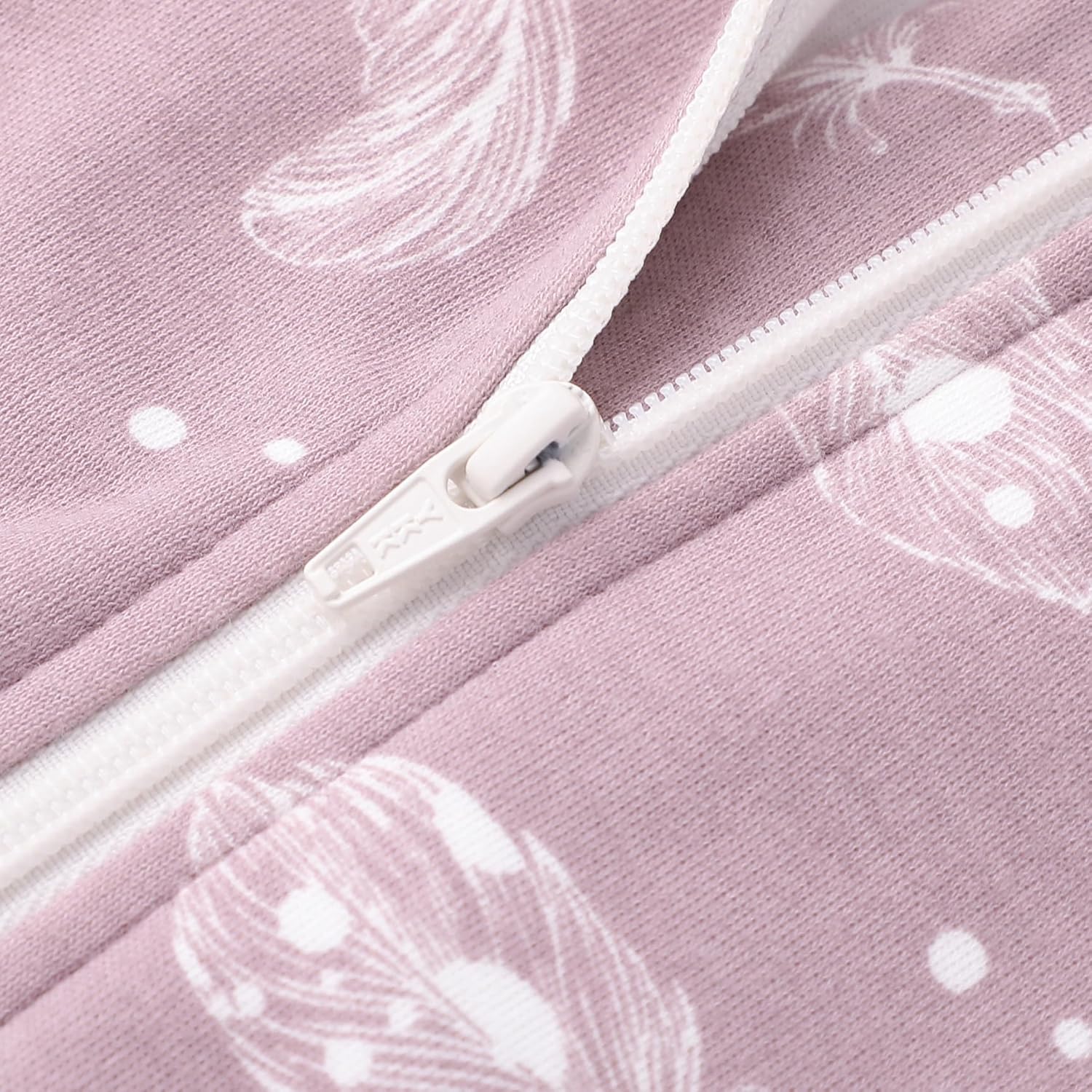 Owlivia 1.0 Tog 100% Organic Cotton Baby Sleeping Bag with Feet Toddler Sleep Sack with Legs Sleeveless Wearable Blanket(1.0 TOG Mauve Feather,4 Years-100) - Image 7