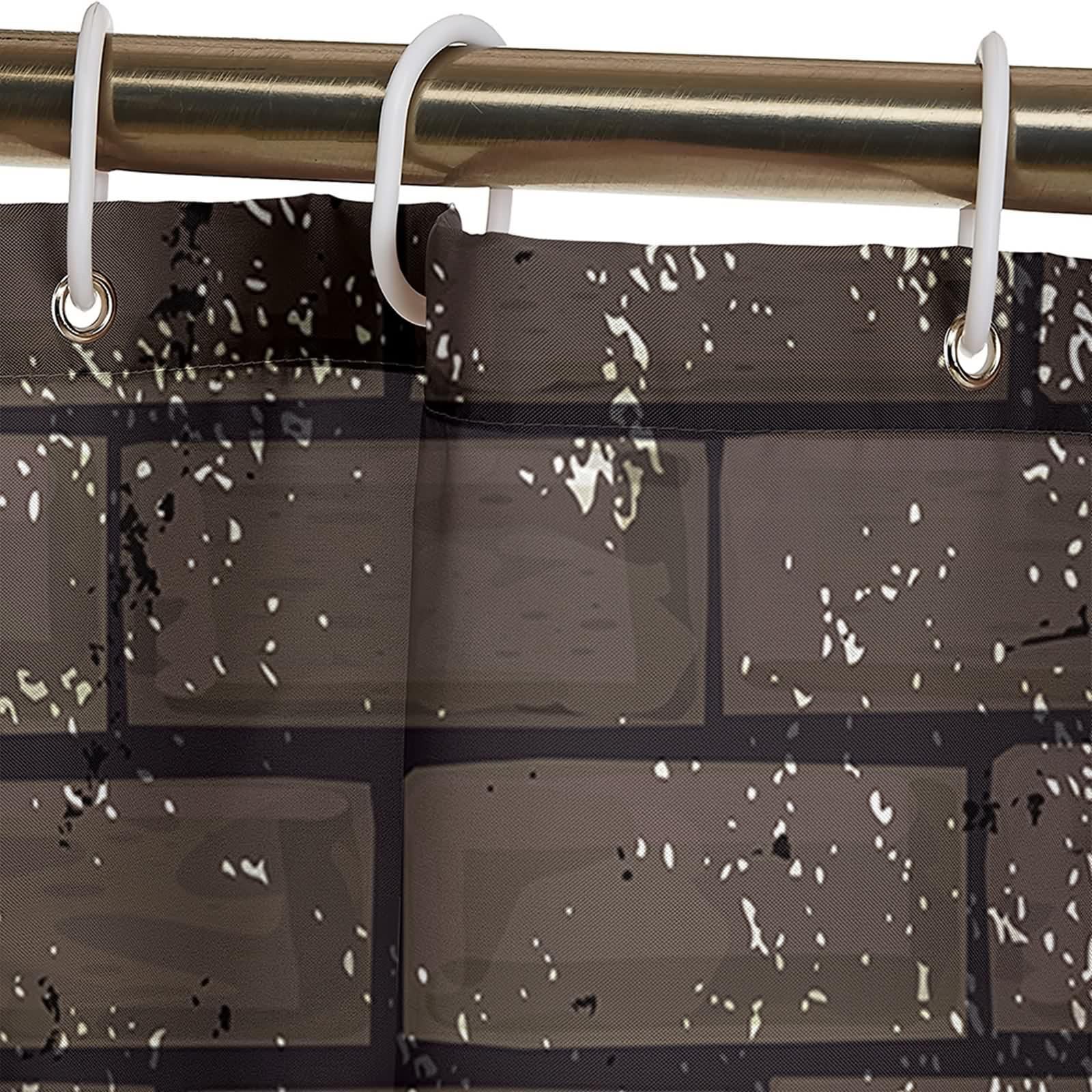 Duschvorhang 200x200 cm Wasserdicht Waschbar Weiß Grau, Ziegelsteine Wand Muster Anti-Schimmel Badevorhang Polyester Wasserdicht Waschbar Cloth Duschvorhänge im Badezimmer für Badewanne