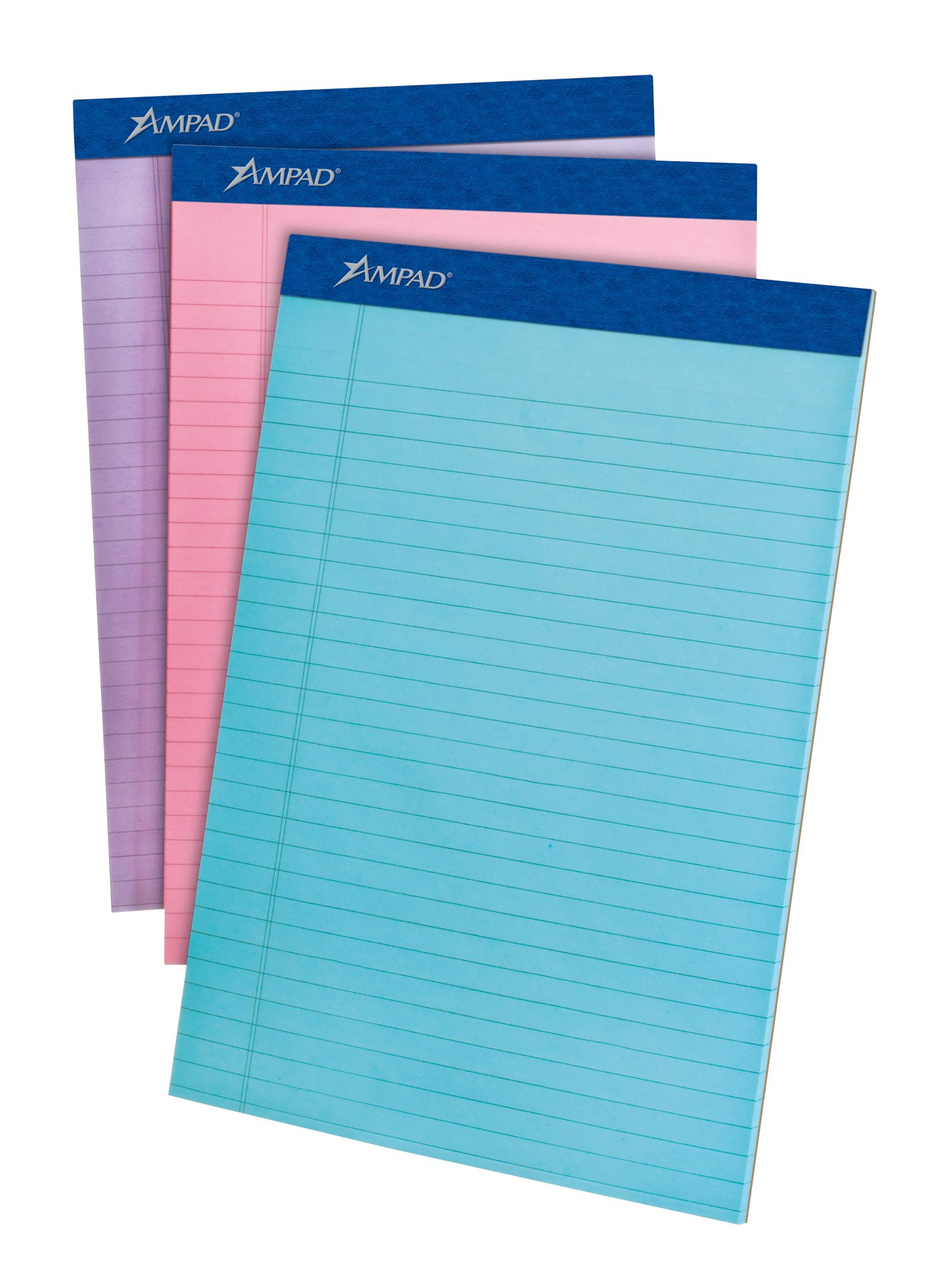 Ampad Perforated Pad, Assorted Pastel Colors, 8.5 x 11.75, 50 Sheets, 3 per Pack (20-106)