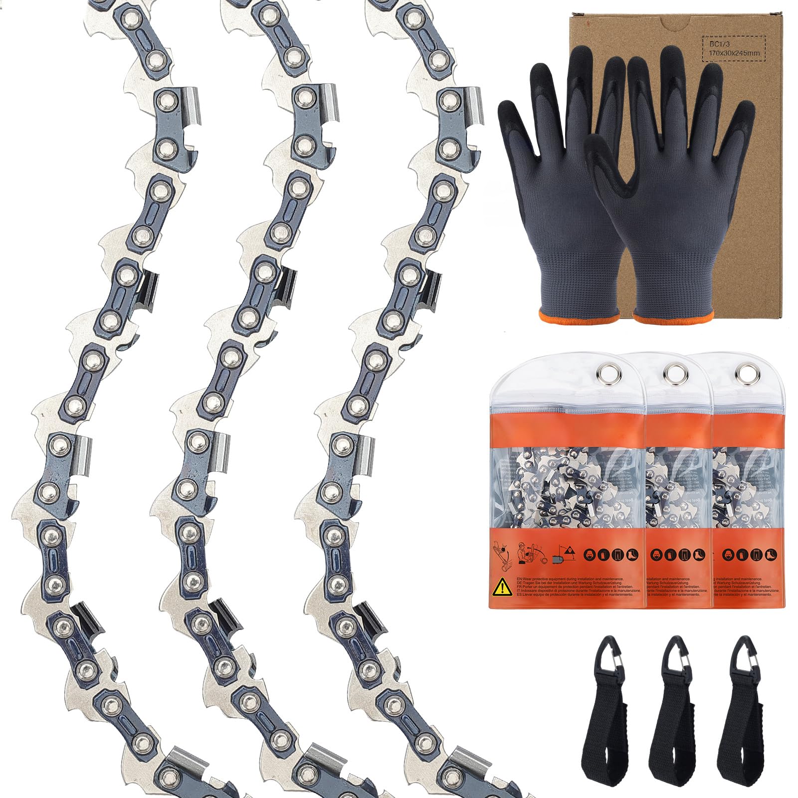 Sägenspezi Halbmeißelkette 40 Cm Für Jonsered 2234 – 3/8P, 1,3 Mm, 56 Treibglieder, Mit Kickback-Safety