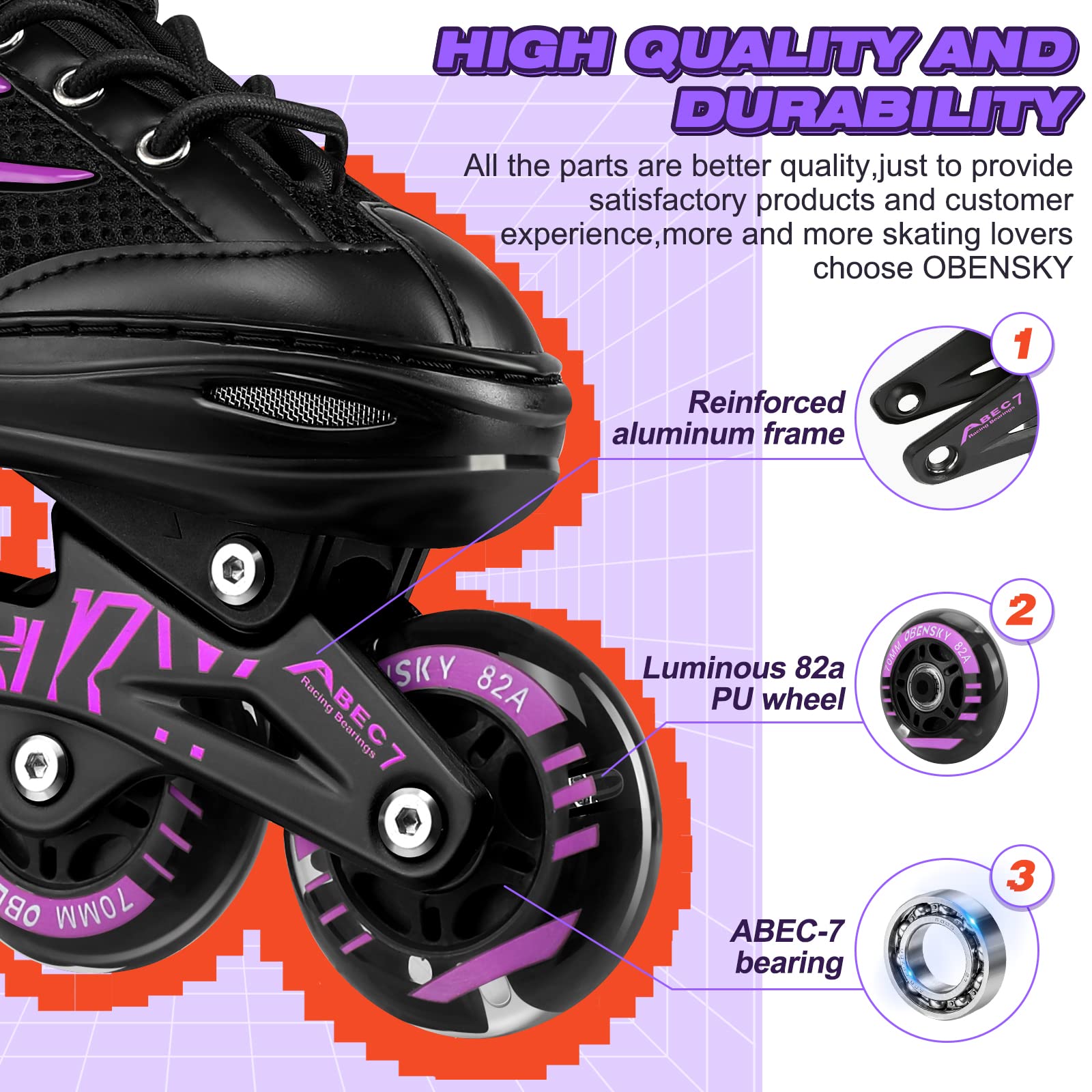 Adjustable Inline Skates for Boys and Girls Ages 4-12, Roller Skates Blades for Kids with Full Light Up Wheels, Fun Illuminating Roller Skates for Beginner Youth and Toddlers