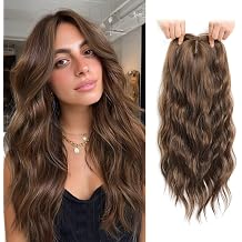 Molefi Hair Toppers for Women with Thinning Hair 20inch Wavy Clip in Topper with Large Base Synthetic Affordable Wiglets with Face-Framing Curtain Bangs for Daily Wear