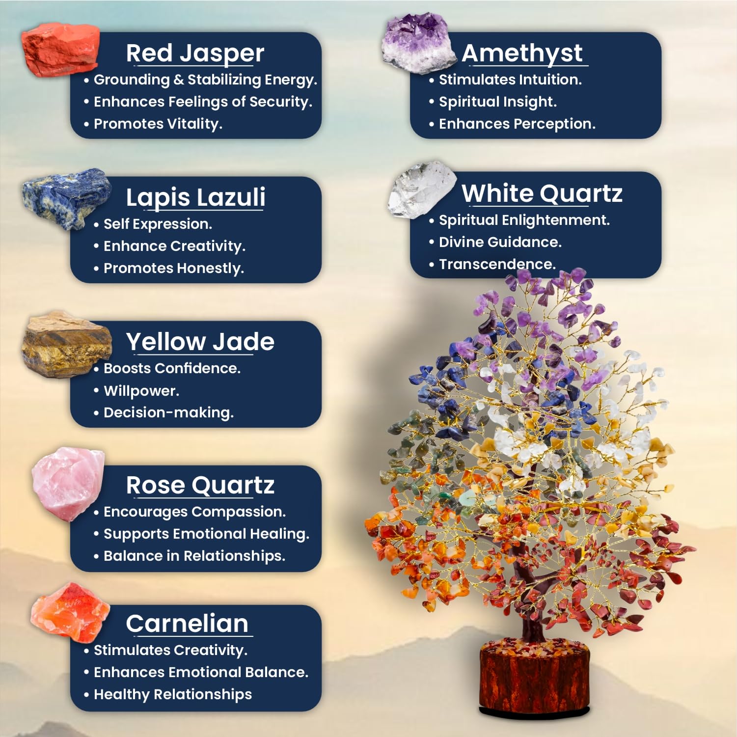 HOMIFLY 300 Beads Crystal Tree/7 Chakra Crystal Tree/Showpiece Good Luck and Positive Energy/Showpiece for Living Room/Natural Healing Gemstones Money Tree/Lucky Tree for Good Luck (Multicolor) 2