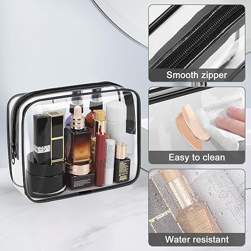 Miniatura 4 de Wedama Bolsa de aseo transparente, bolsas de cosméticos con cremallera, accesorios de viaje de aeropuerto, bolsas de maquillaje de PVC para viajes,