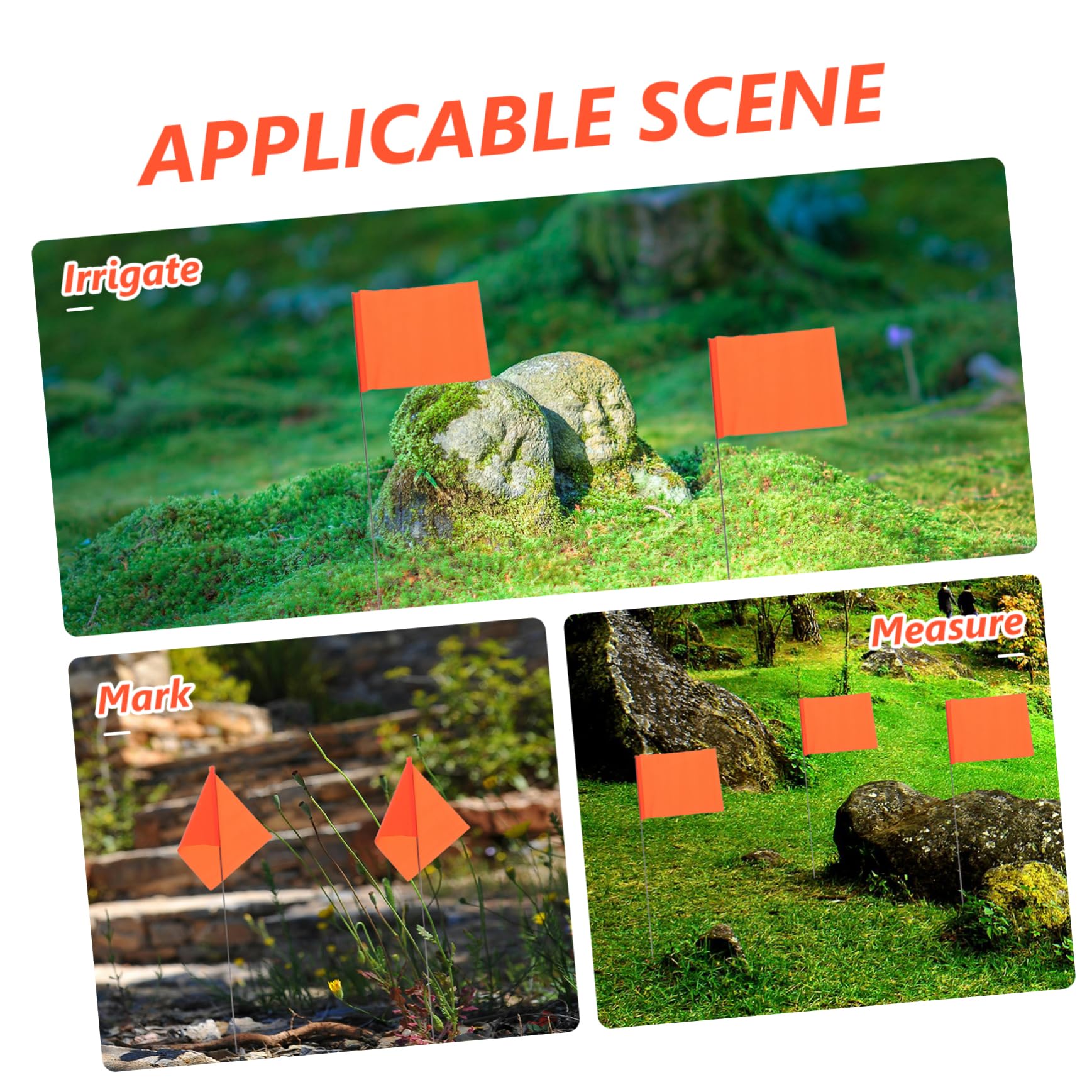 ORFOFE Lot De 50 Drapeaux De Marquage Orange Pour Jardin Et Arrosage, Petits Drapeaux Tiges En Fil Métallique, Utilisation En Irrigation Et Repérage De Pelouse