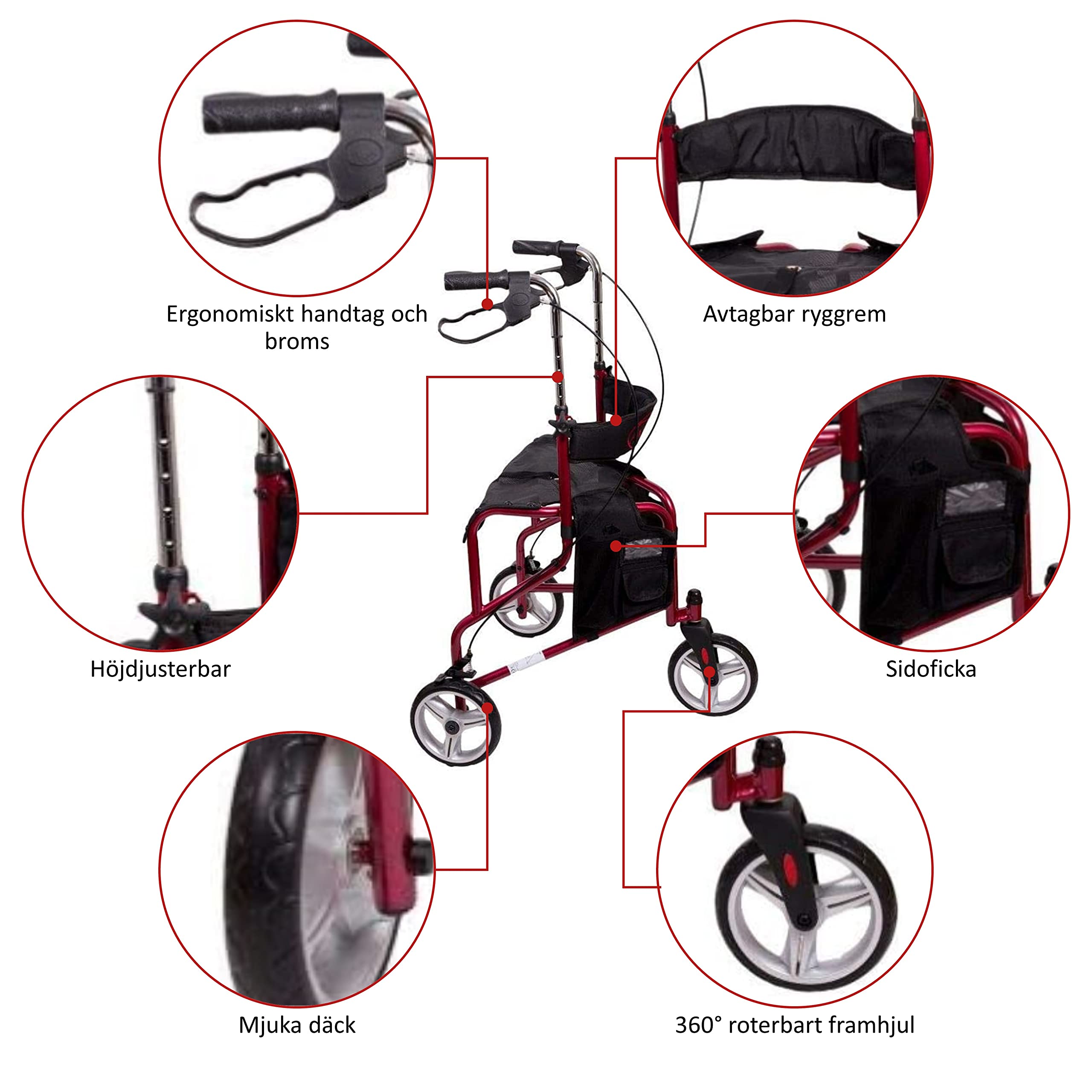 Antar AT51004 Alluminio Triciclo Camminatore 6 kg, Rosso