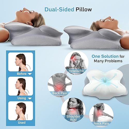 Miniatura 2 de EcoNour Almohada cervical para dormir  Almohadas ergonómicas de espuma viscoelástica para dolor de cuello y hombros  Almohada de contorno para