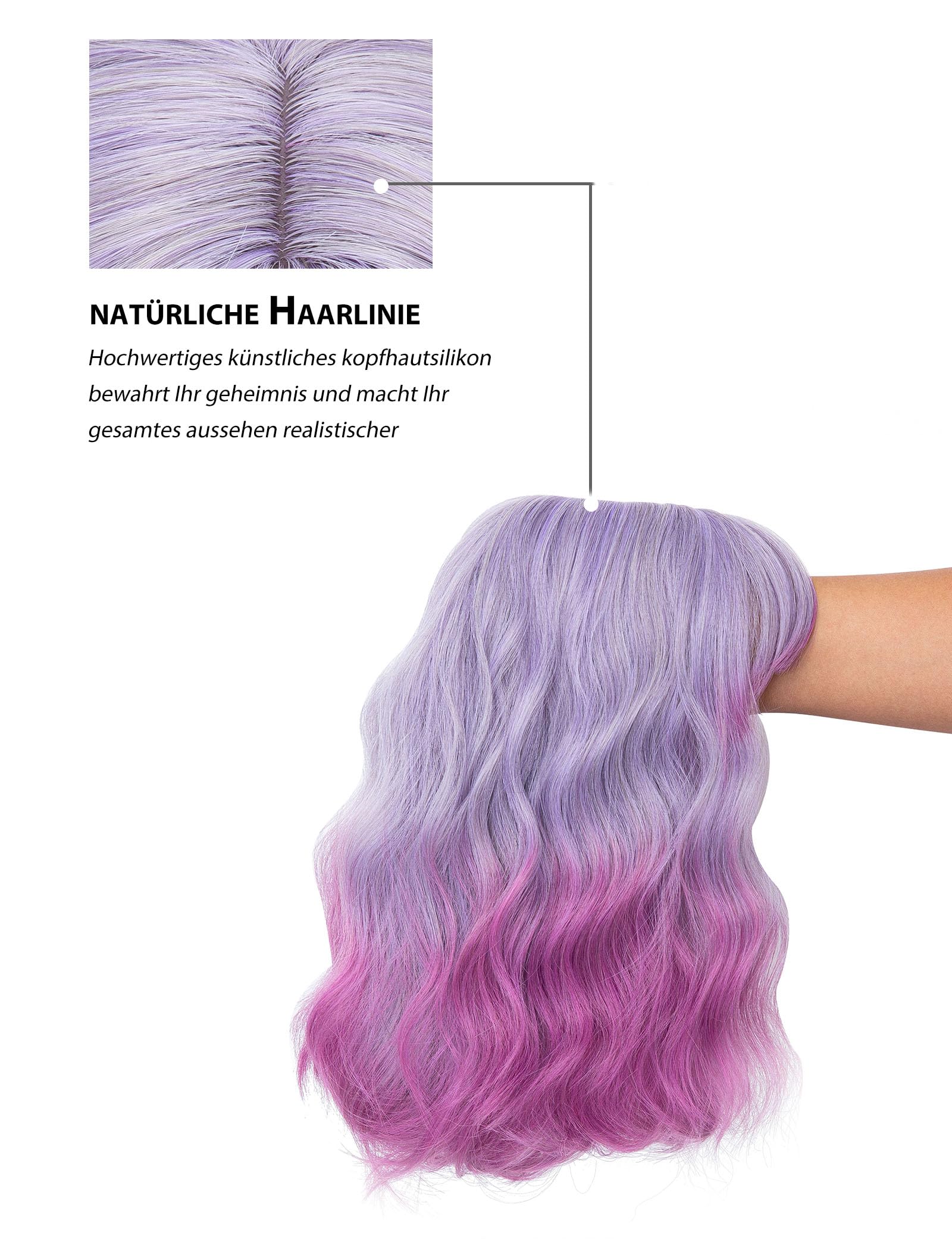 Luxiremi Perücken Lila Spezial Kurze Schulter Länge Lockig Gewellt Perücke Bob mit Pony Synthetische Cosplay Perücke für Damen