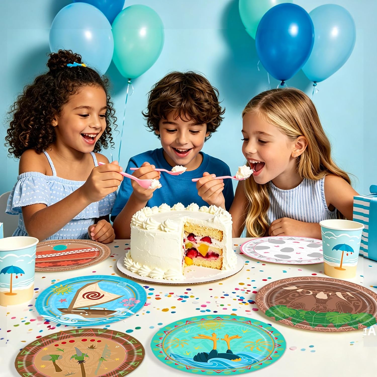 60Pcs Ocean Party 9''Plates, Cartoon Beach Theme Party Supplies, Hawaii Disposable Plate Party Decorations for Baby Shower Birthday Party Decorations Supplies
