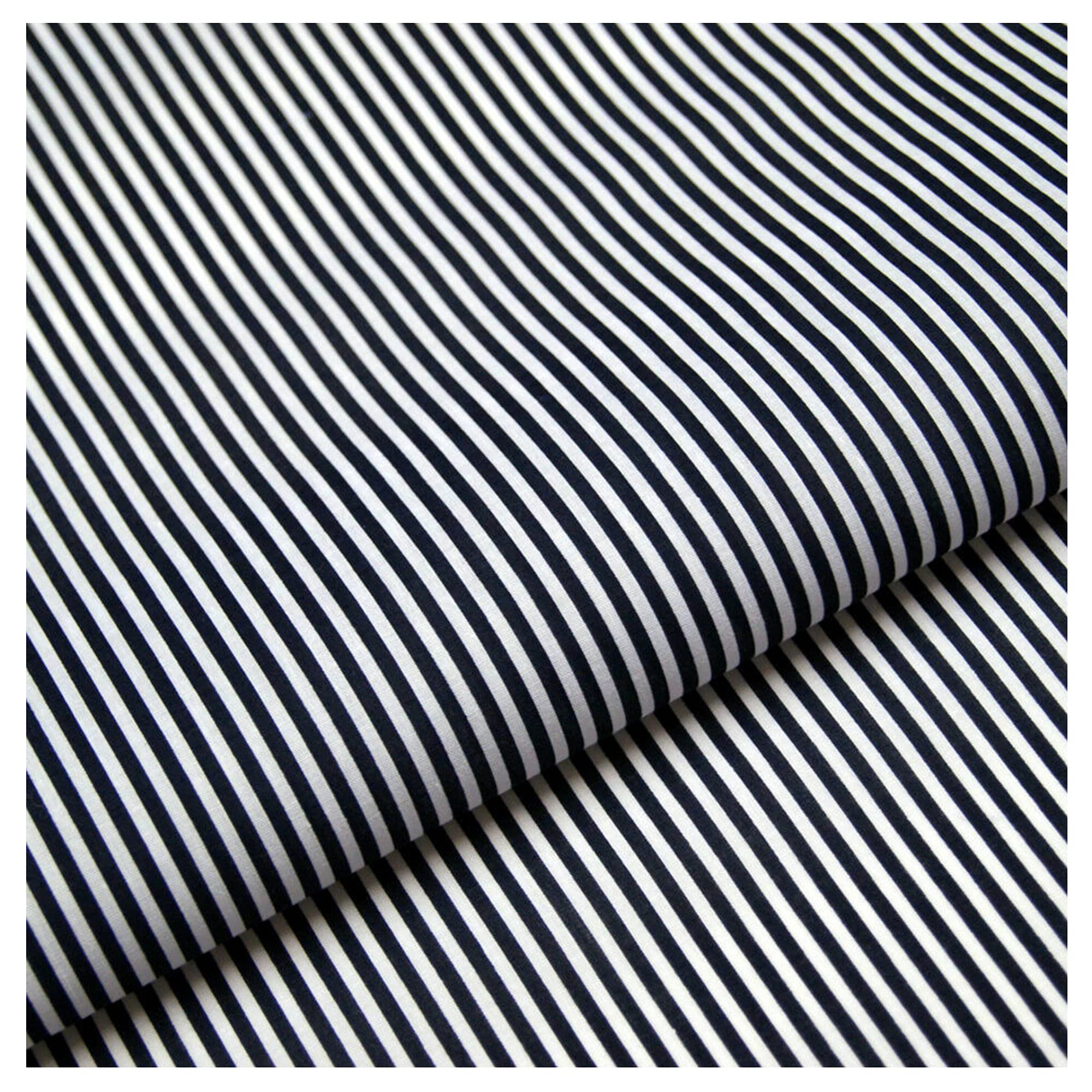 Black and White 3mm Stripe Polycotton Fabric Material Horizontal Candy Stripes for Dress/Craft Sewing 45" - 112 cm Wide | Same Day Dispatch | Sold by The Metre | FABRICS KING ONLINE