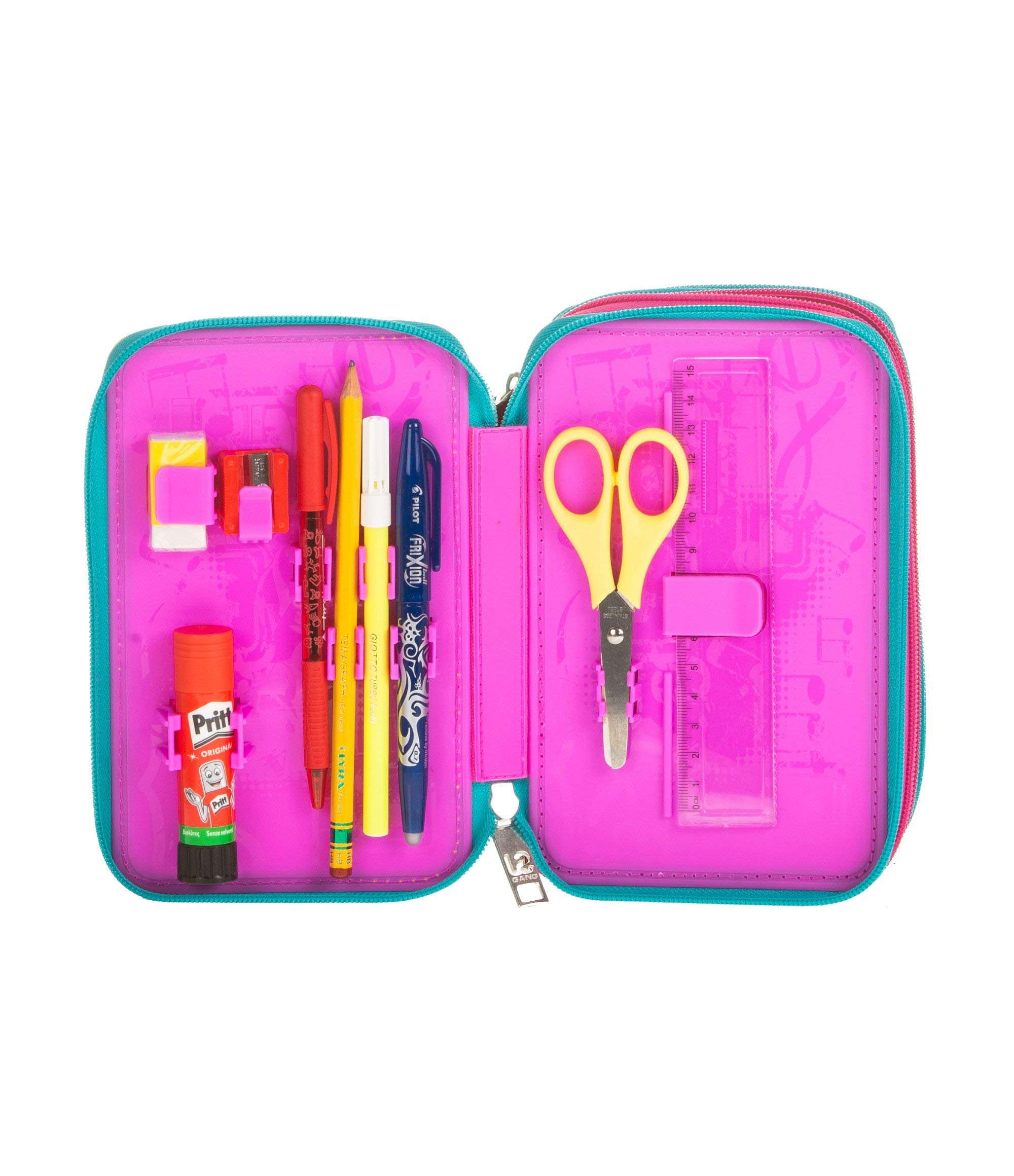 SEVEN S.P.A. ASTUCCIO scuola - SJ GIRL - Rosa - 3 scomparti - pennarelli matite ecc.