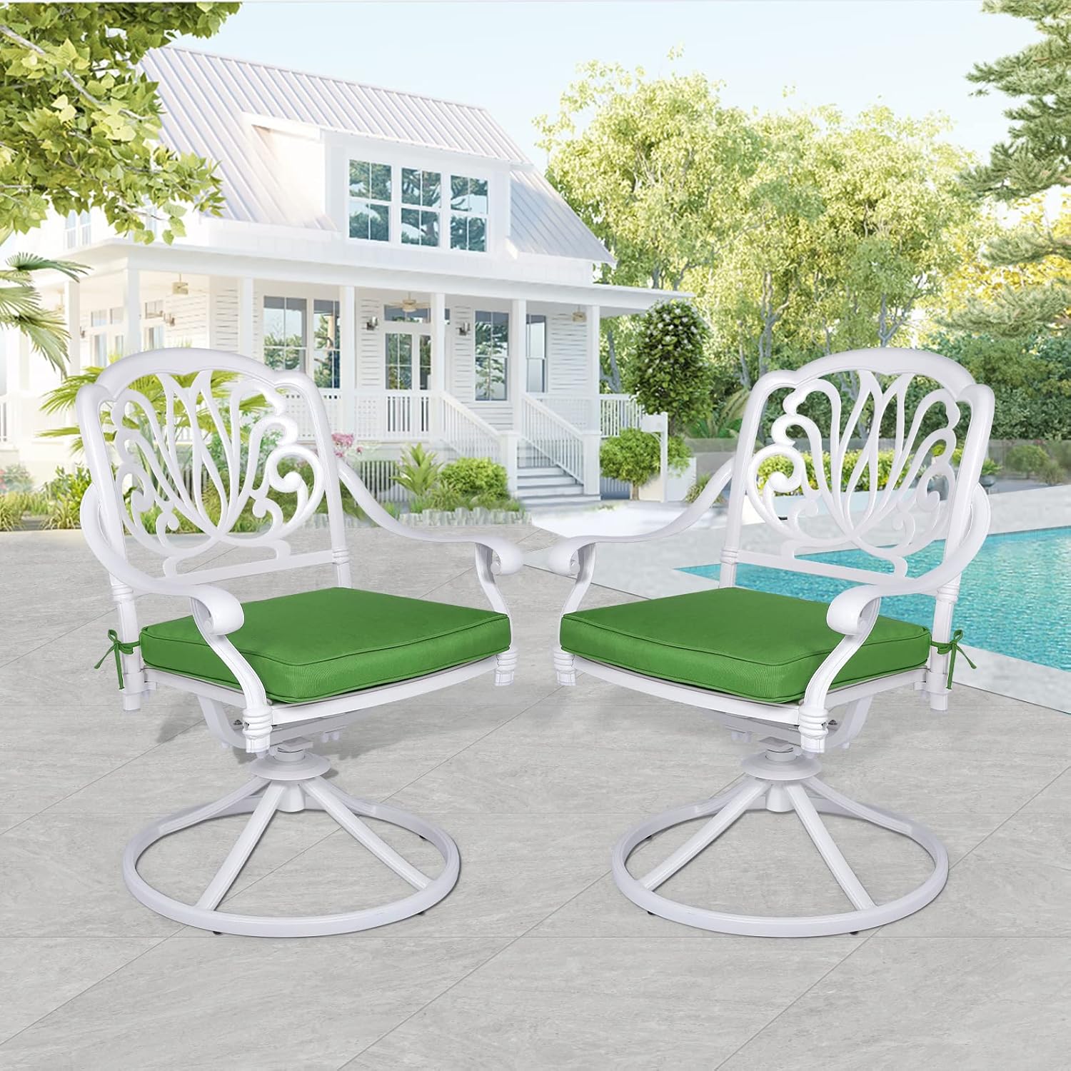 Outdoor Cast Aluminum Dining Chair Set with Cushions