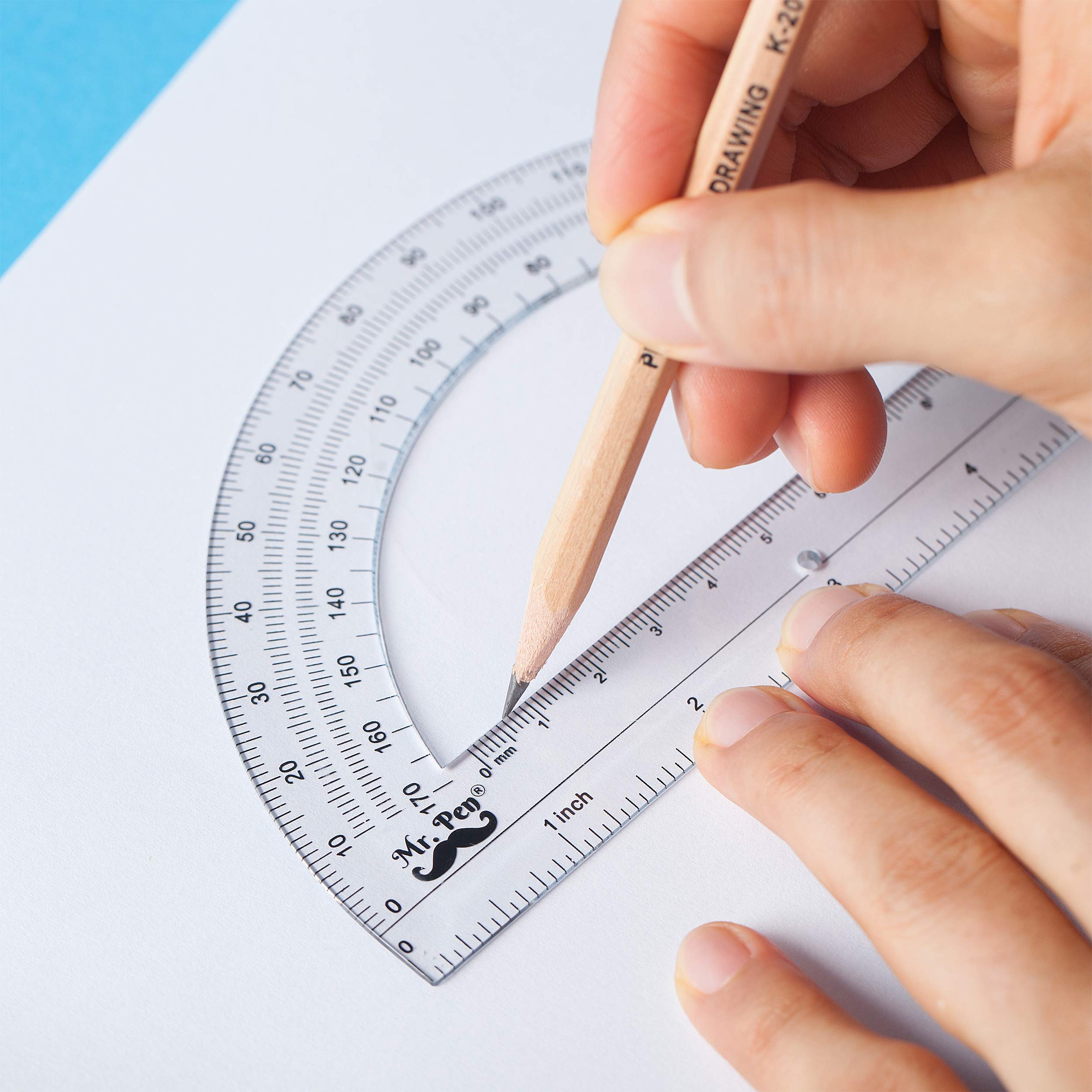 Mr. Pen Protractor, 9 Pc Protractor Set, Protractor Ruler, Drafting