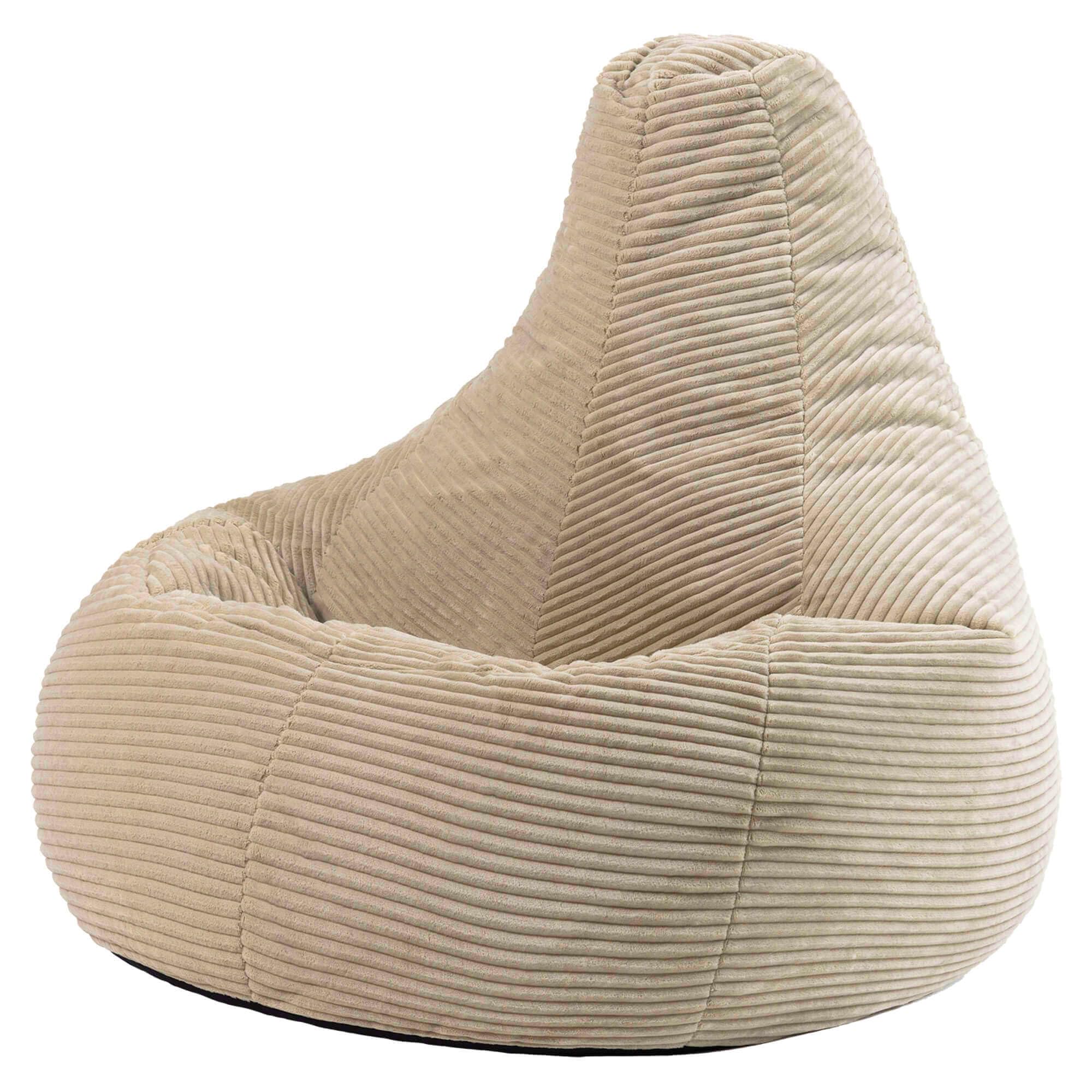 icon Dalton Cord Recliner Bean Bag, Beige, Large Adult Bean Bag Chair with Filling Included, Comfy Chair, Living Room Furniture, Bedroom Furniture