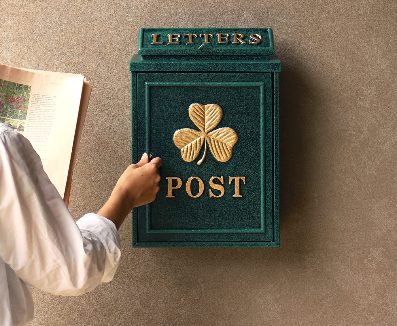 MOJYU 鋳物壁掛けポスト グリーン WM-069 ポスト 郵便ポスト Amazon.co.jp: MOJYU 鋳物壁掛けポスト Clover グリーン WM-069
