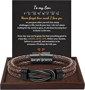 Gifts for Men Leather Bracelet Brown Braided Forever I Love You Gifts for Him Infinity Cuff Bracelets Birthday Gifts for Boyfriend Son Grandson Husband Dad Mens Fathers Day Gift