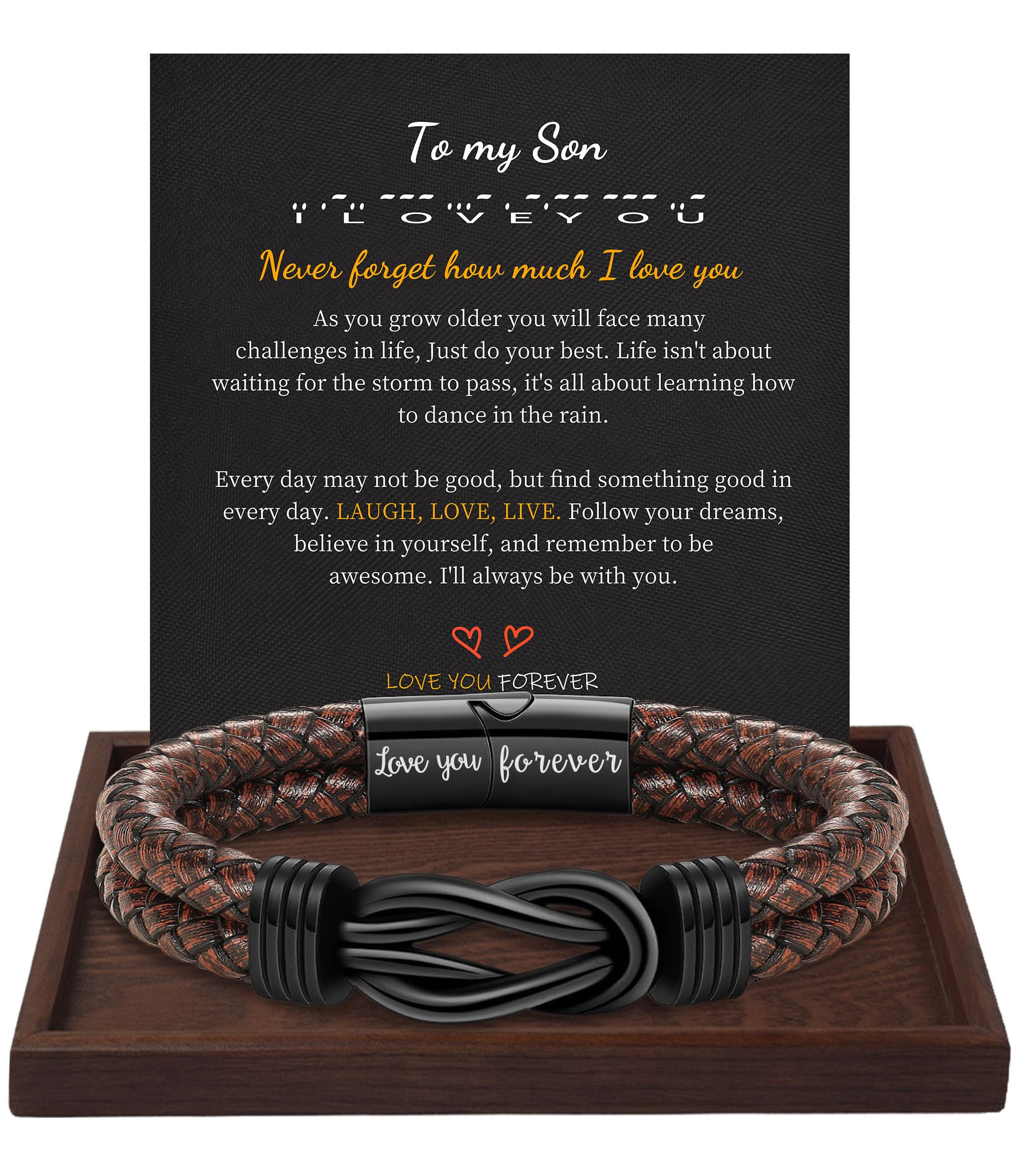 Gifts for Men, Fathers Day Bracelet Gifts for Boyfriend Leather Bracelets for Men Graduation Gift 2026 I Love You Gift for Him Infinity Cuff Bracelets