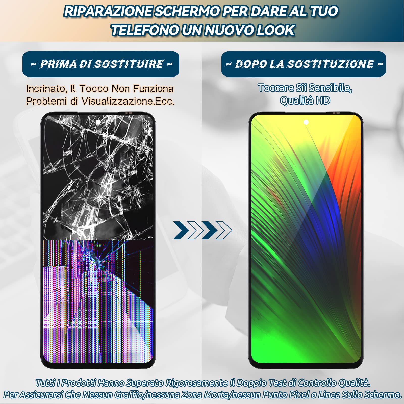 LCD per Xiaomi Redmi 10 4G / Redmi 10 2021 Schermo Ricambio - per Xiaomi Redmi 10 2021 LCD Display 21061119AG 21061119DG 21061119AL Touch Screen Digitalizzatore Vetro Assemblaggio con Cornice